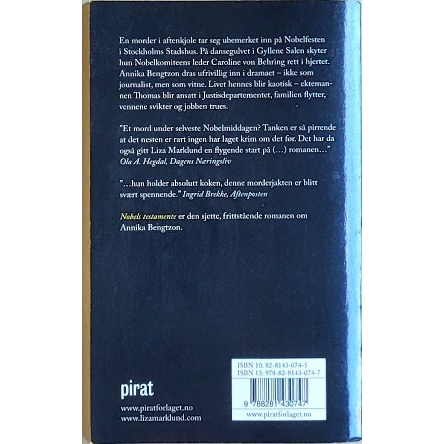 Marklund, Liza: Annika Bengtzon 6 - Nobels testamente