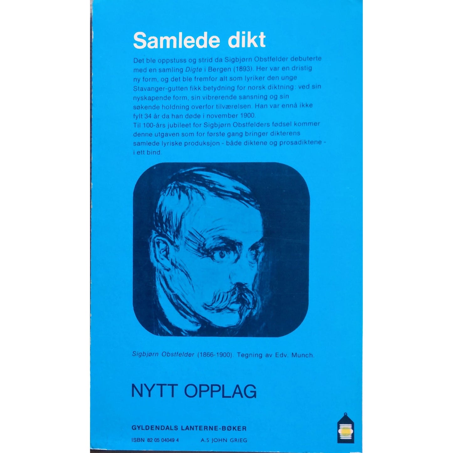 Samlede dikt. Brukte bøker av Sigbjørn Obstfelder. Norsk lyrikk.