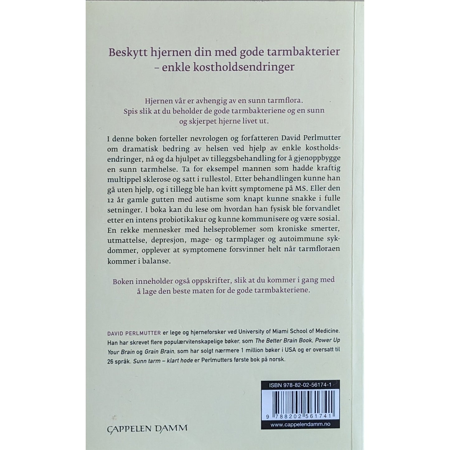 Sunn tarm klart hode, brukte bøker av David Perlmutter og Kristin Loberg