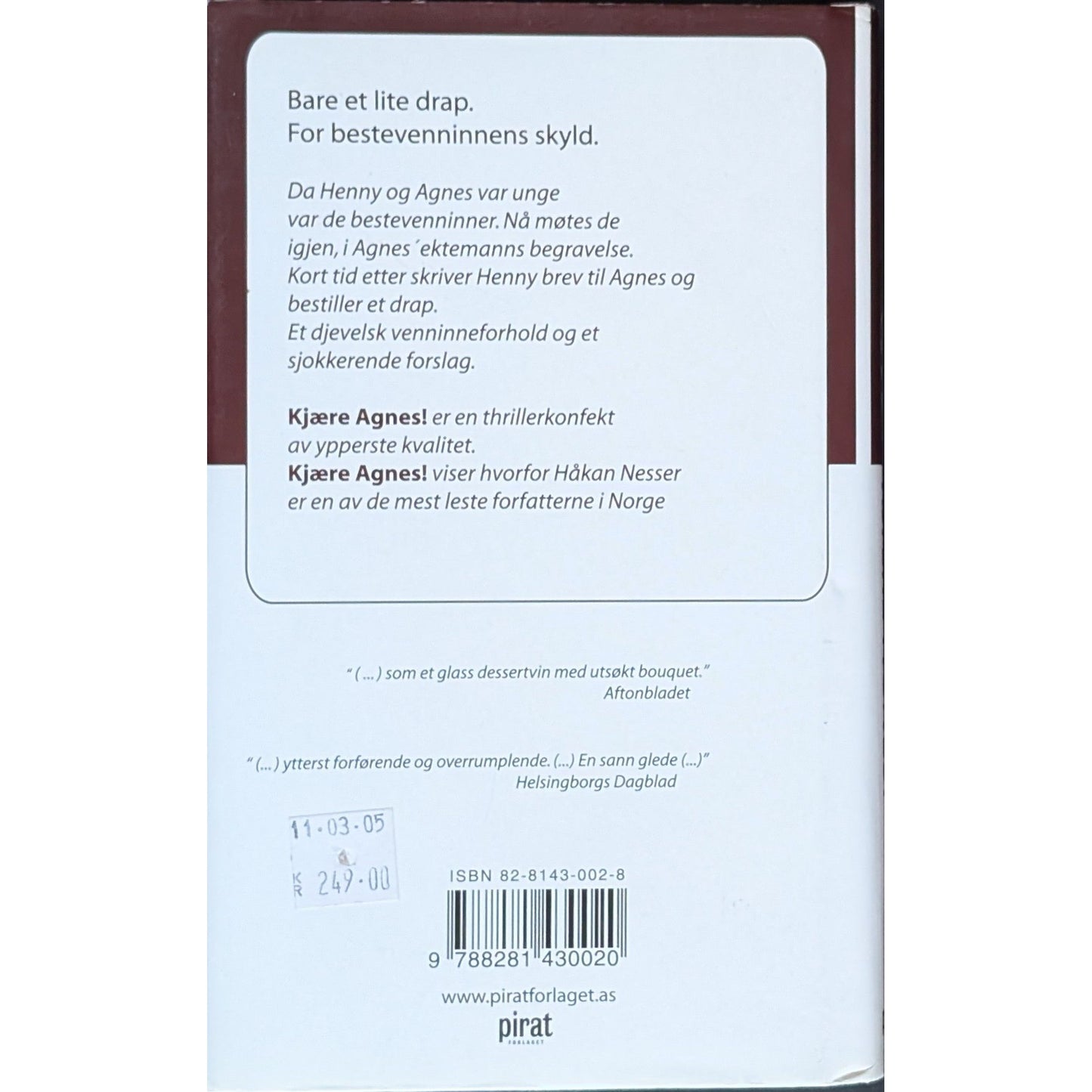 Kjære Agnes!- Brukte bøker av Håkan Nesser