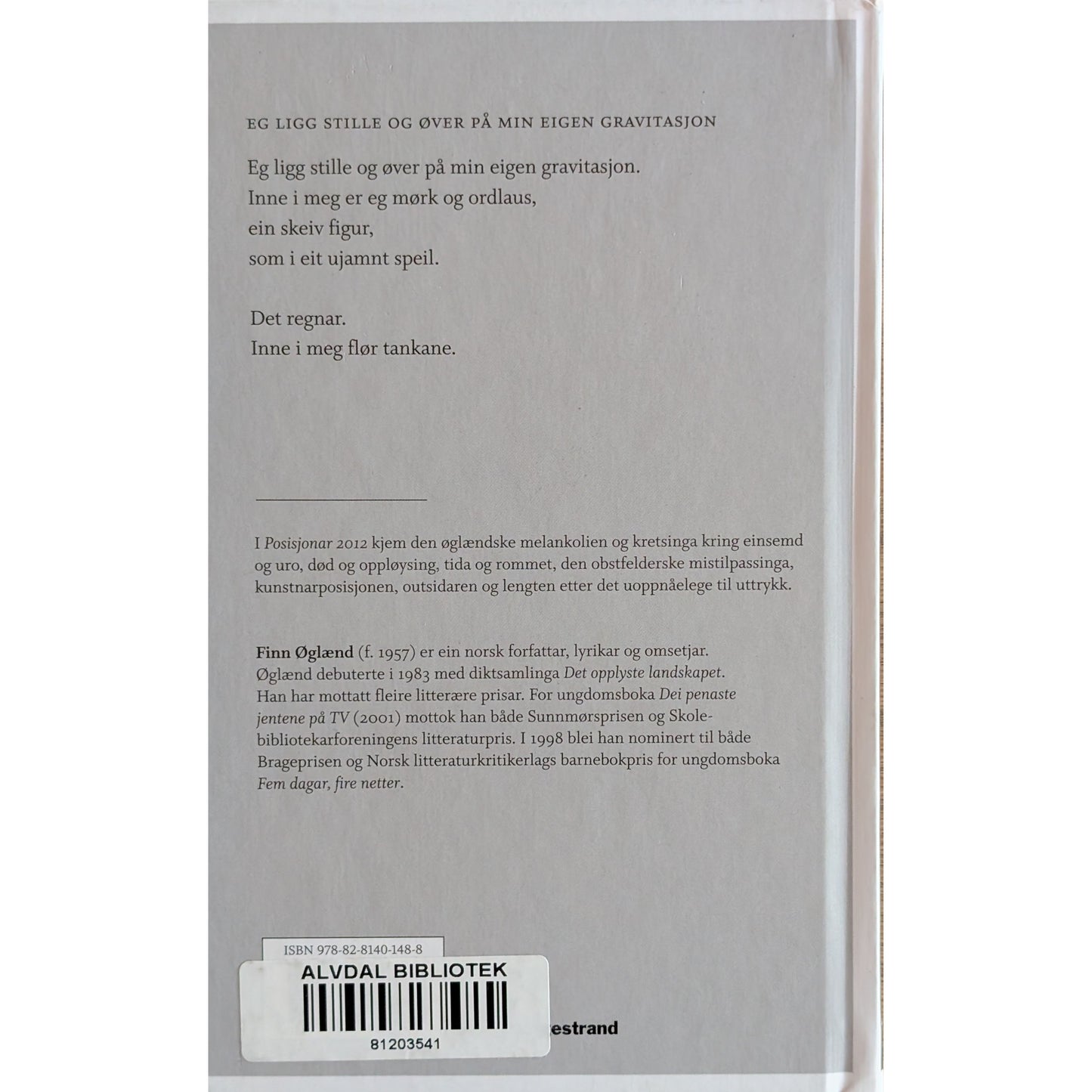 Posisjonar 2012. Brukte bøker av Finn Øglænd. Dikt. Inventaret bokhandel