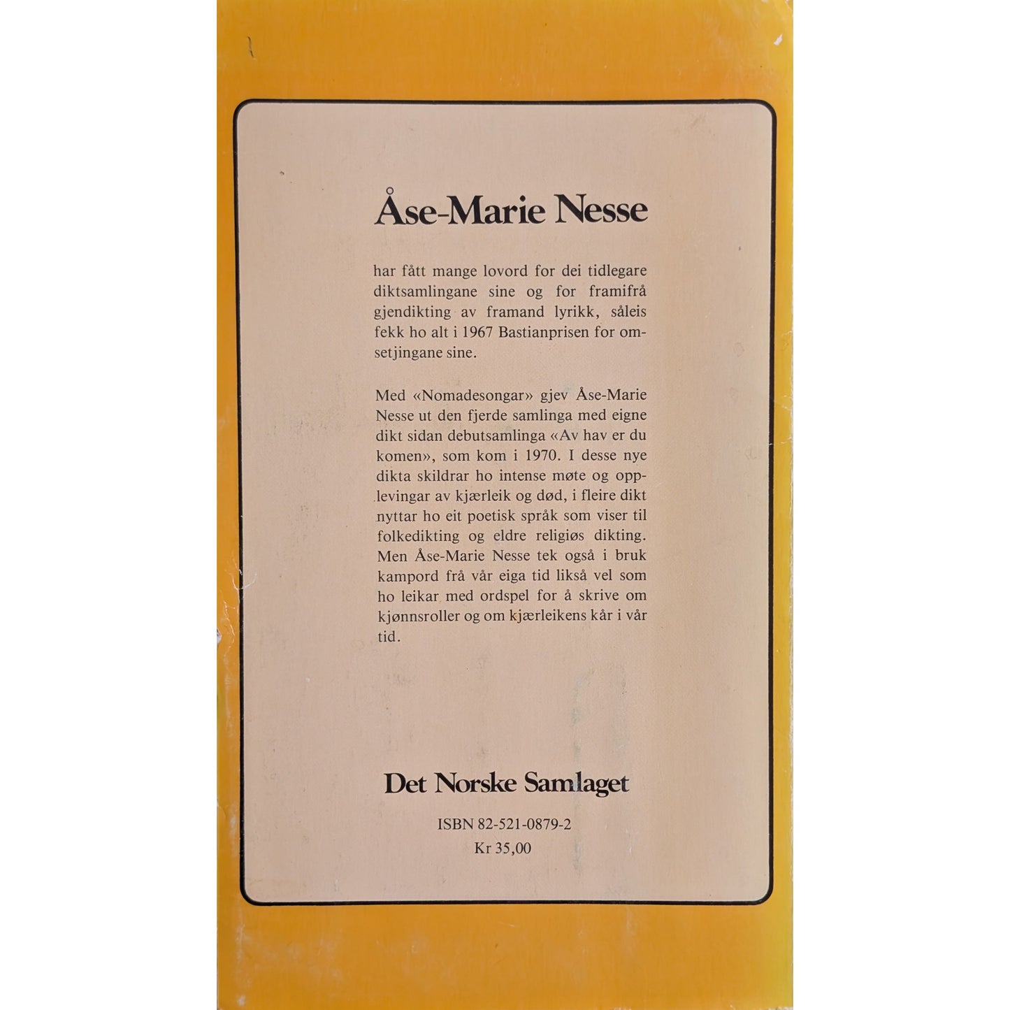 Nomadesongar. Brukt bok av Åse-Marie Nesse. Dikt hos Inventaret