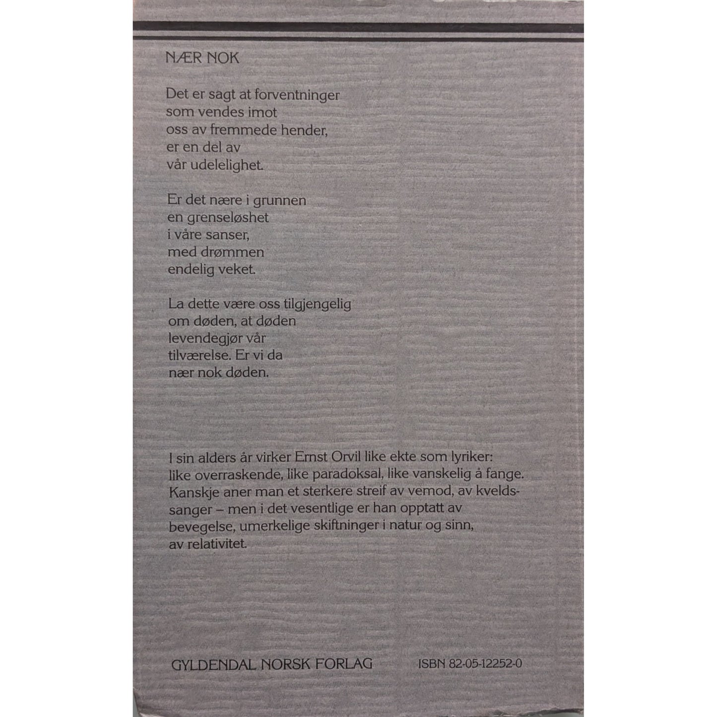 Nær nok. Dikt. Brukte bøker av Ernst Orvil. Inventaret bruktbokhandel