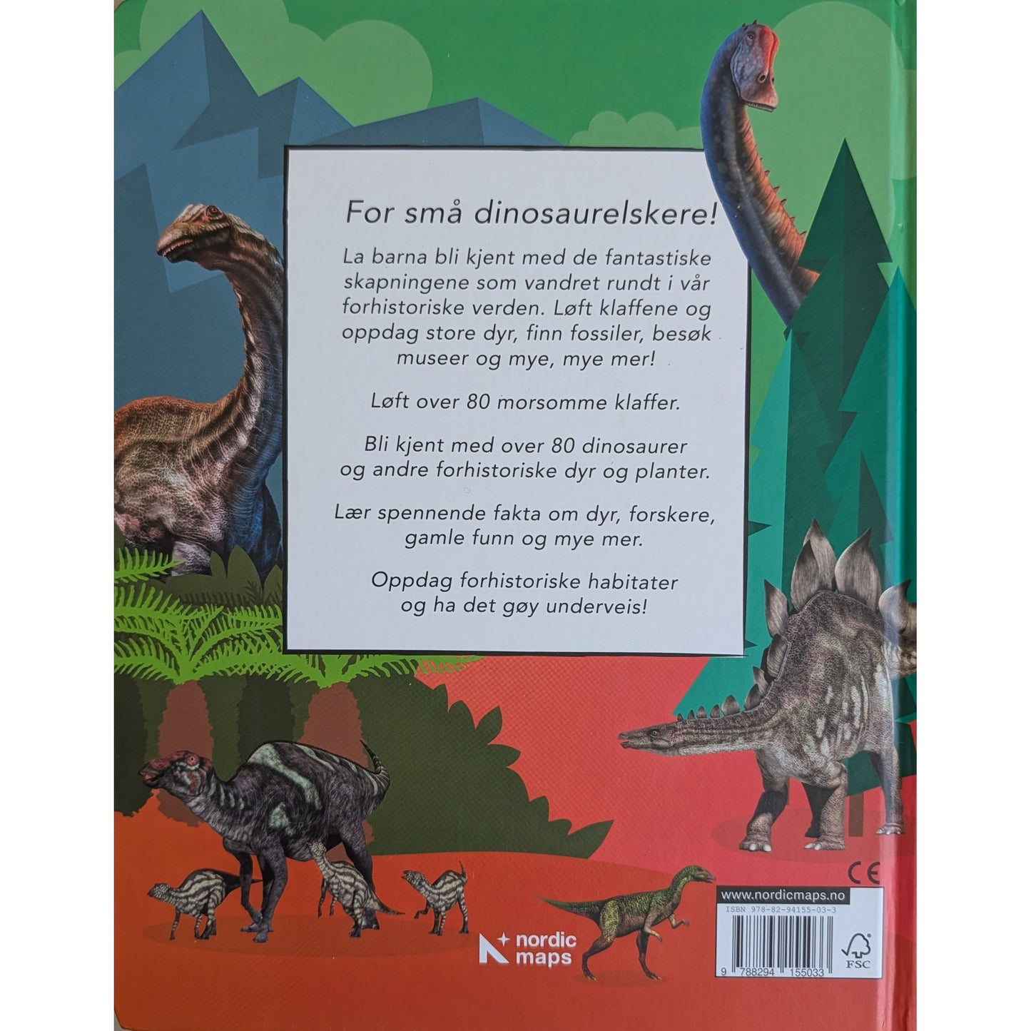 Dinosaurer og annet forhistorisk liv. Brukt klaffebok om dinosaurer