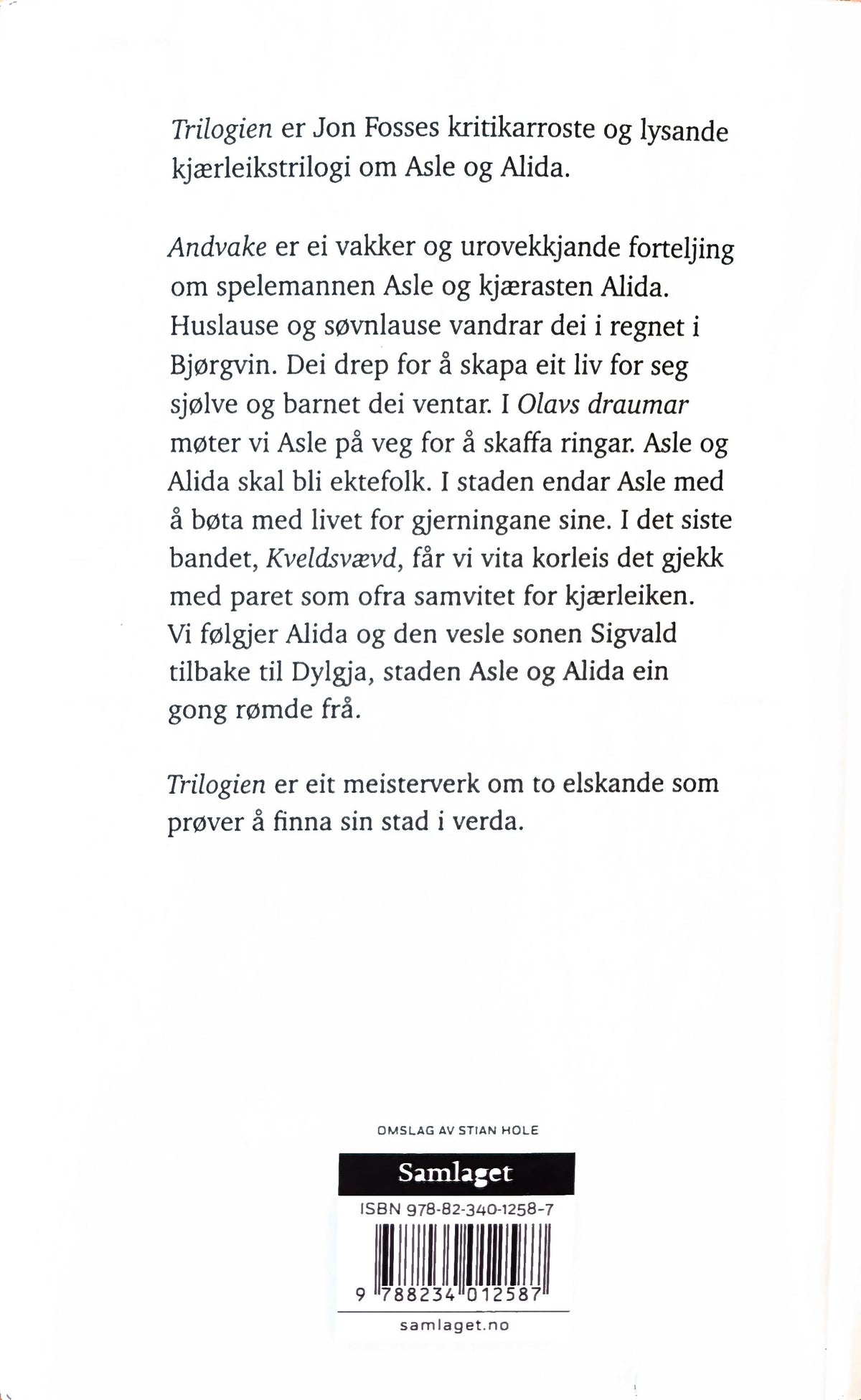 Trilogien. Brukte bøker av Jon Fosse. Inventaret bokhandel