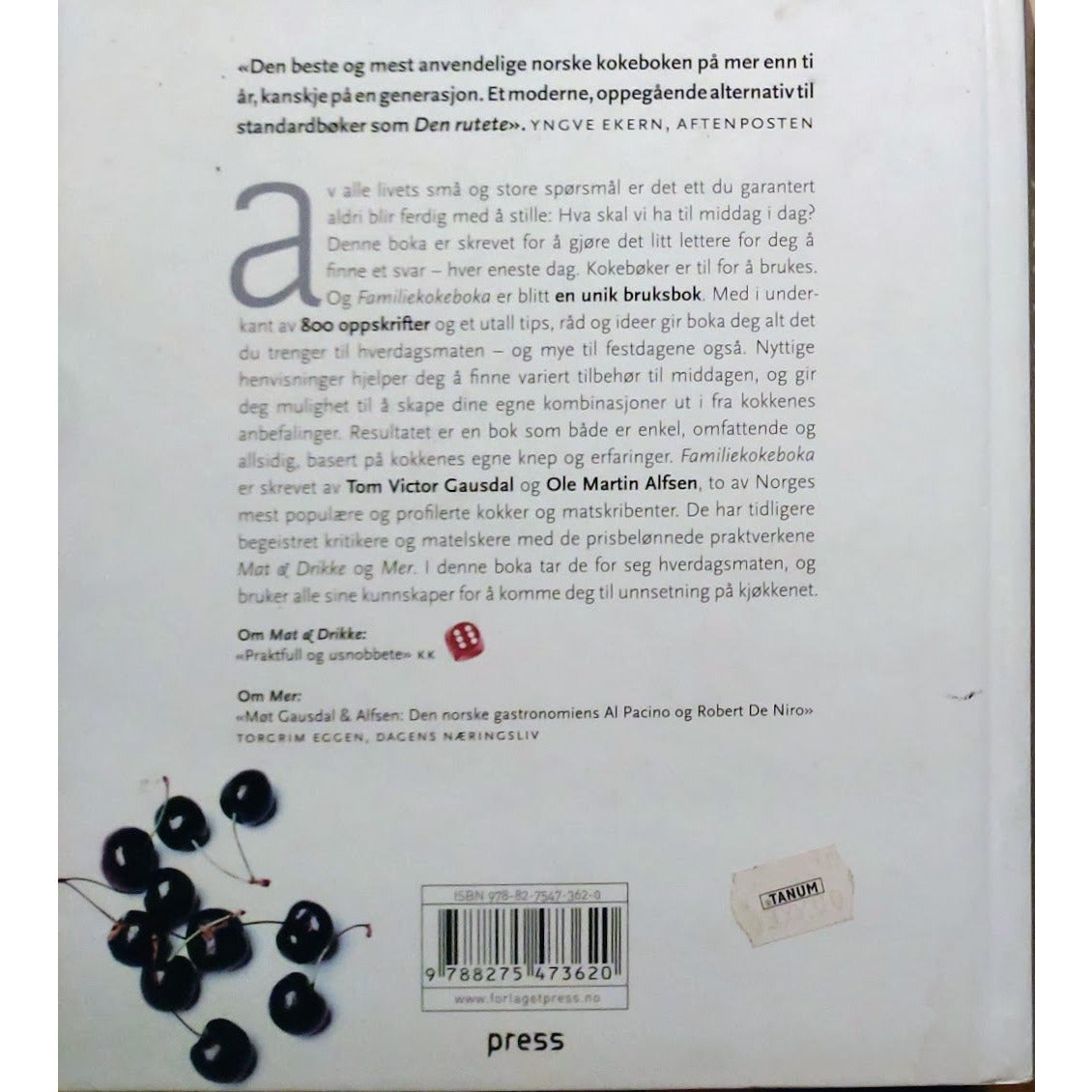 Familiekokeboka. Brukt bok av Tom Victor Gausdal og Ole Martin Alfsen