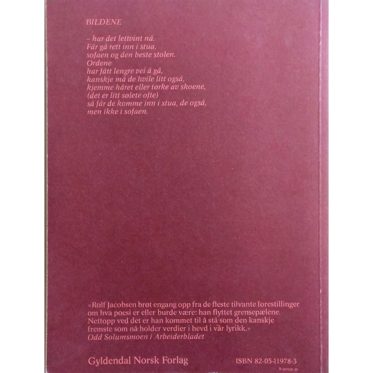 Rolf Jacobsen: Tenk på noe annet. Dikt. Brukt bok