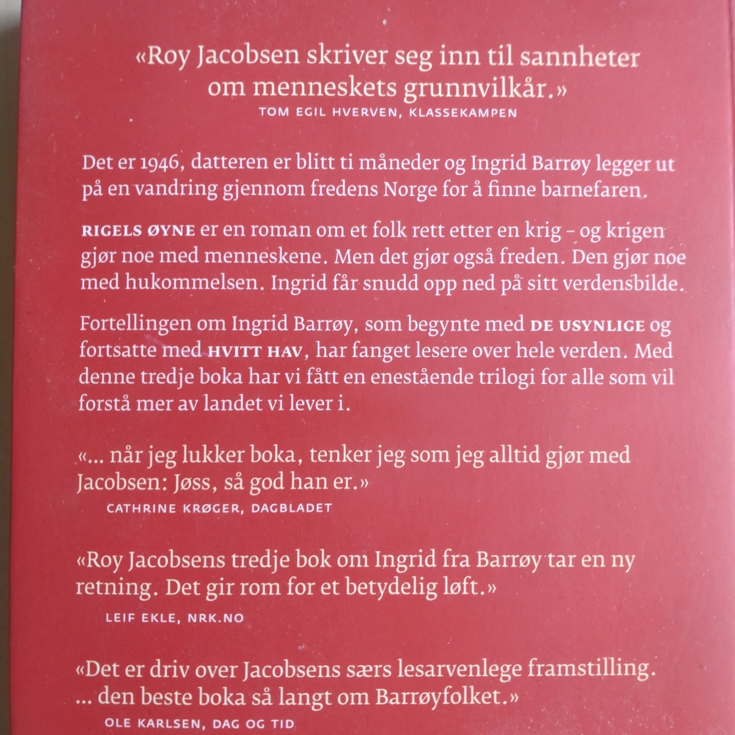 Rigels øyne. Brukte bøker av Roy Jacobsen. Barrøy-serien