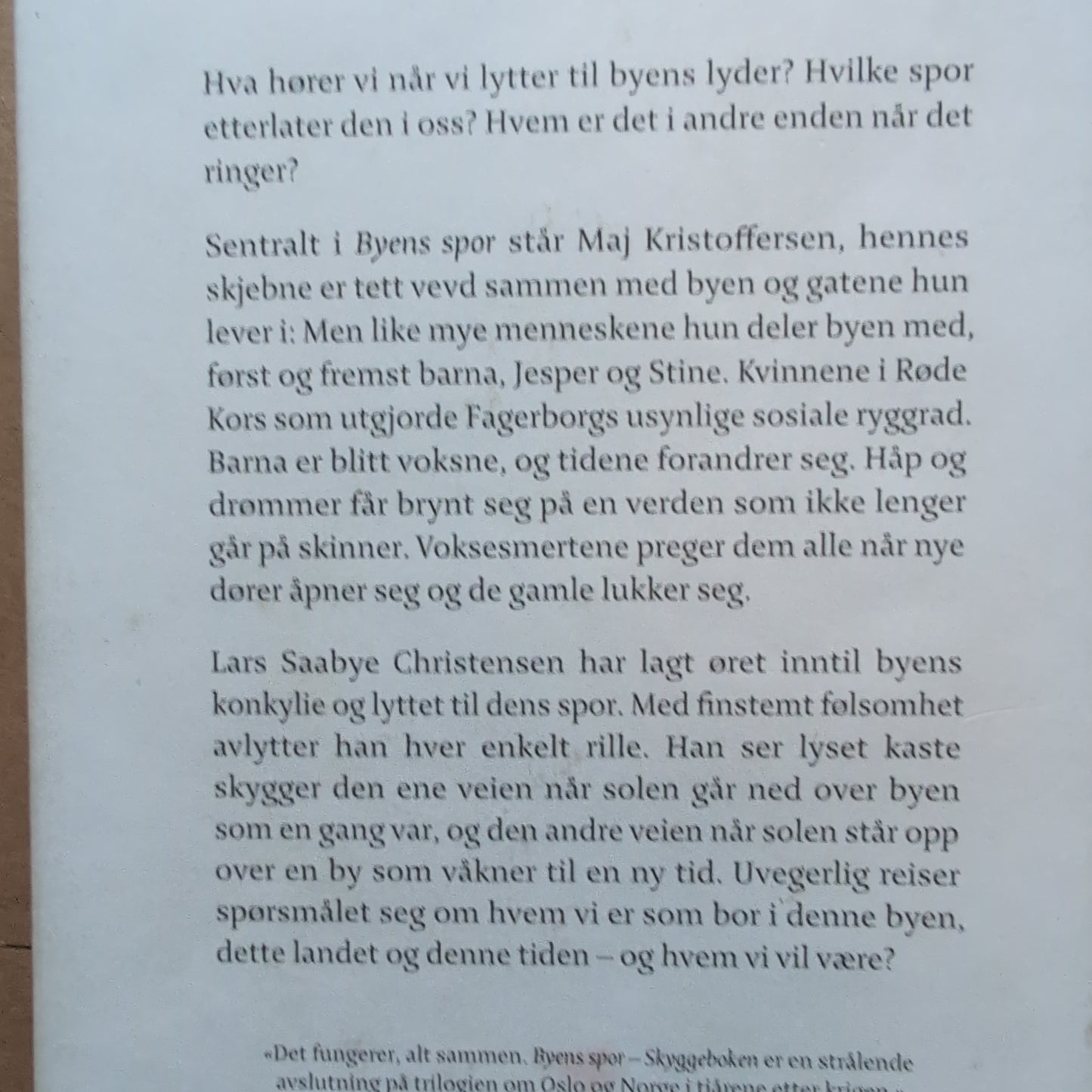 Christensen, Lars Saabye: Byens spor (3) - Skyggeboken