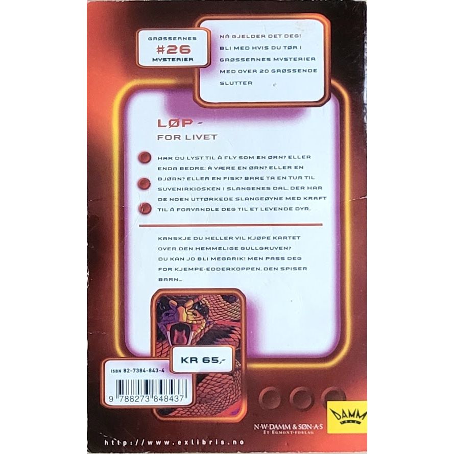 Stine, R.L.: Grøssernes mysterier 26 - Alene i slangenes dal