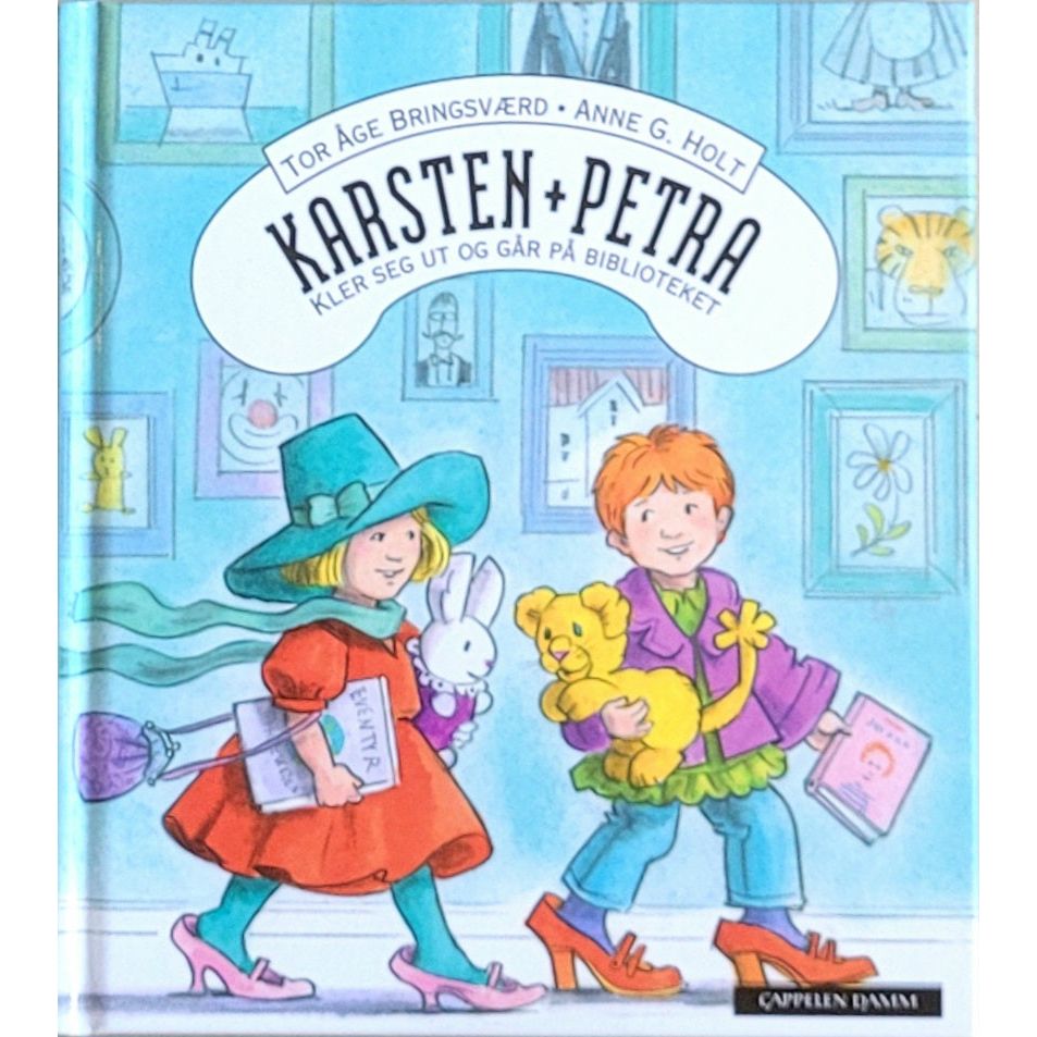Karsten + Petra kler seg ut og går på biblioteket, brukte bøker av Tor Åge Bringsværd