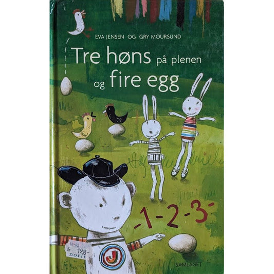 Tre høns på plenen og fire egg, brukte bøker av Eva Jensen og Gry Moursund