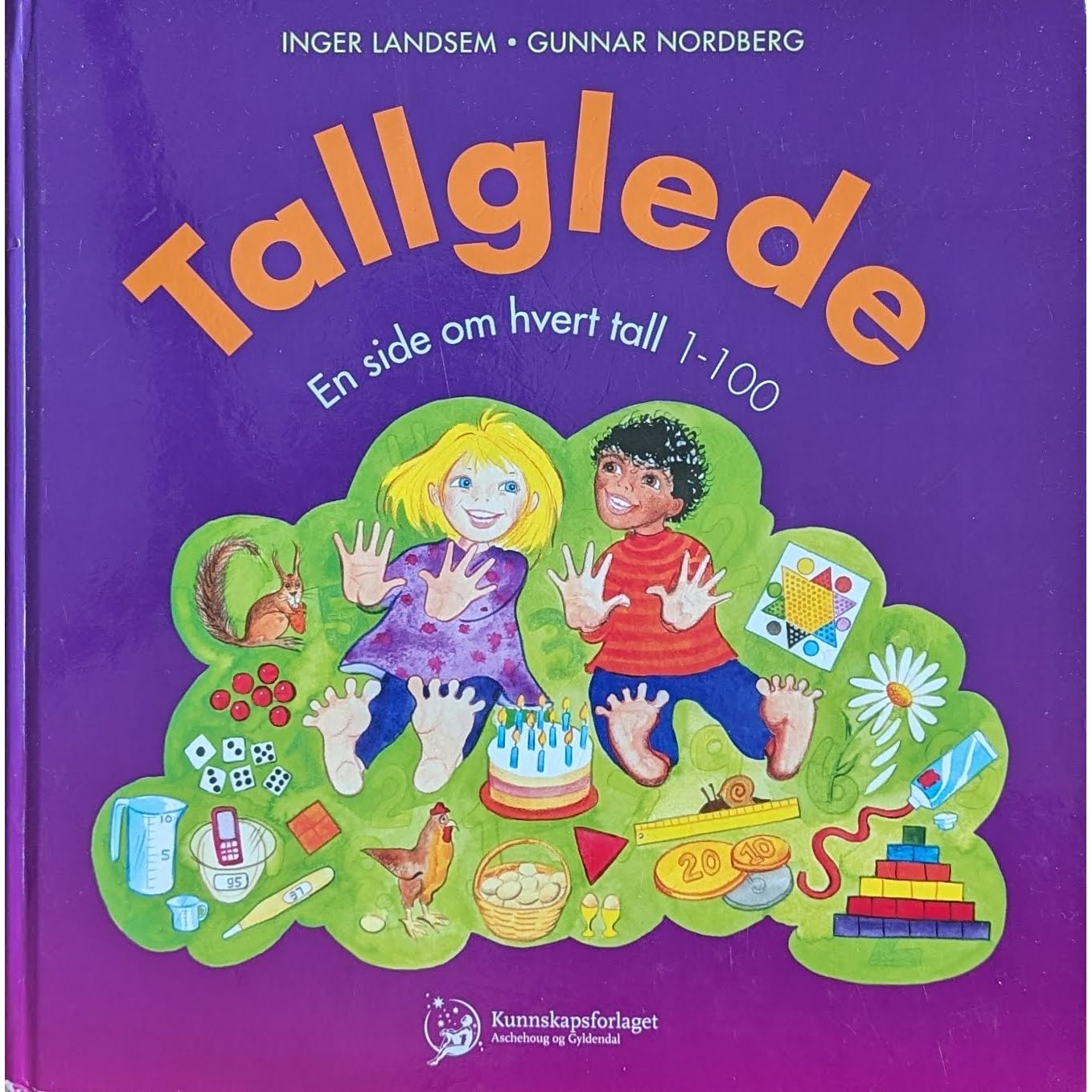 Tallglede. En side om hver tall fra 1 til 100, brukte bøker av Inger Landsem