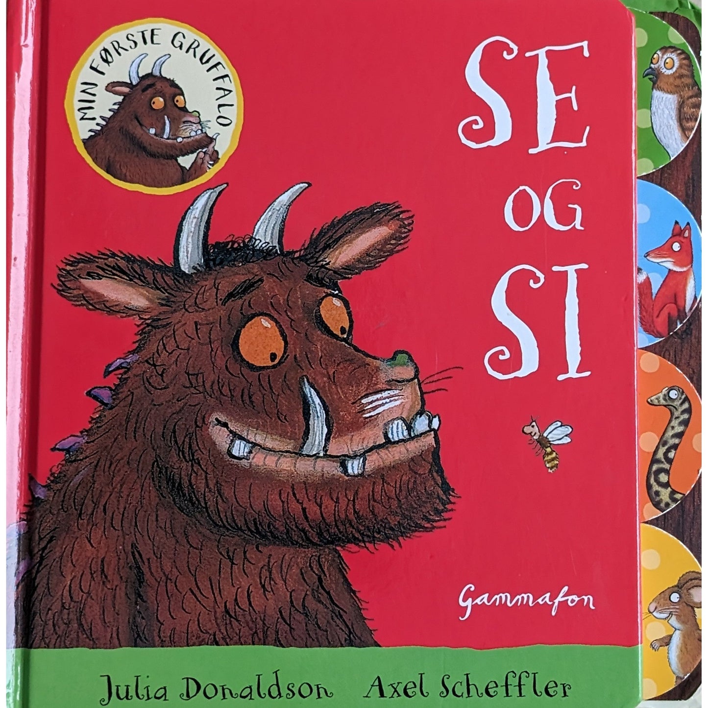 Se og si, brukte bøker om Gruffalo av Julia Donaldson og Axel Scheffler