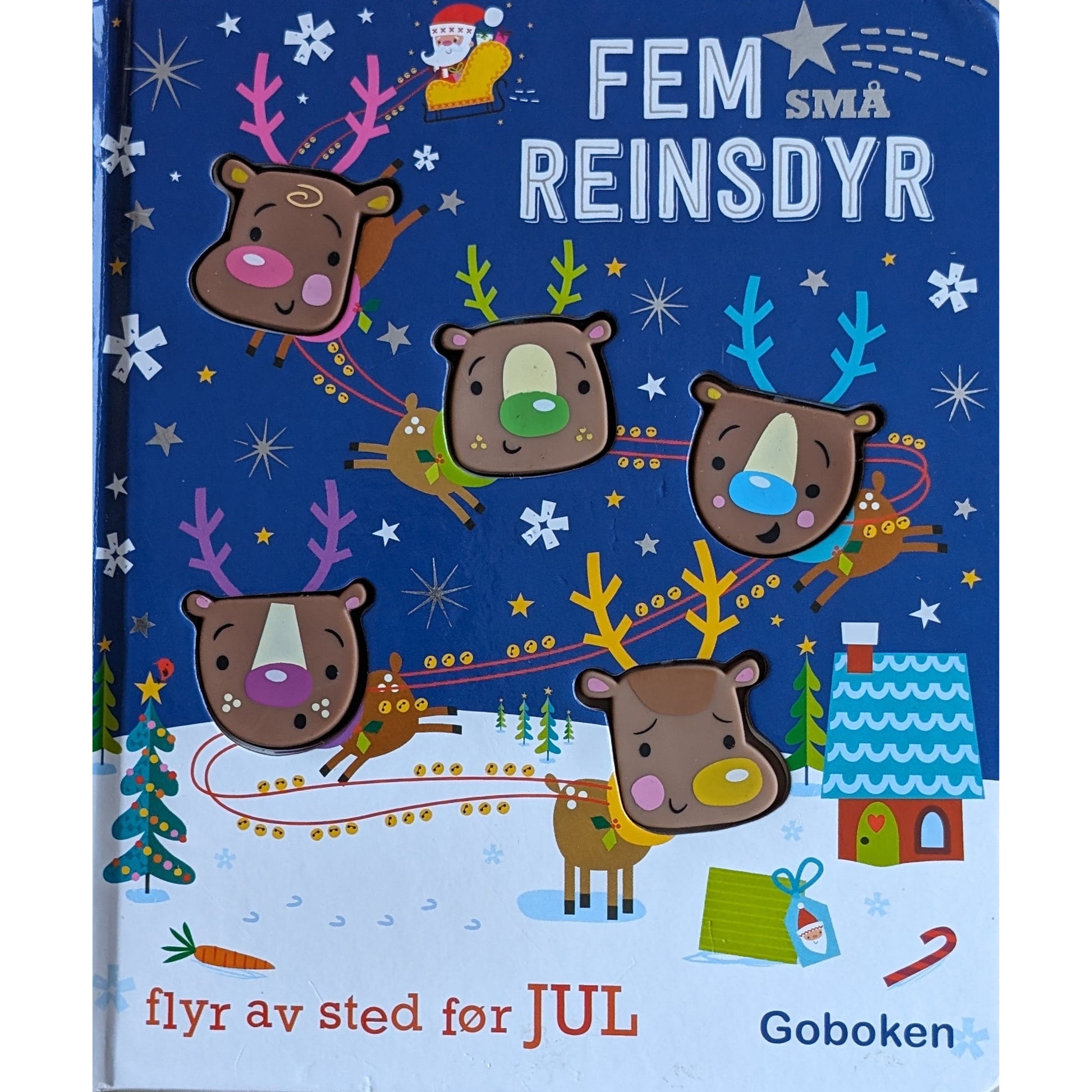 Fem små reinsdyr flyr av sted før jul. Brukte bøker utgitt av Go'boken