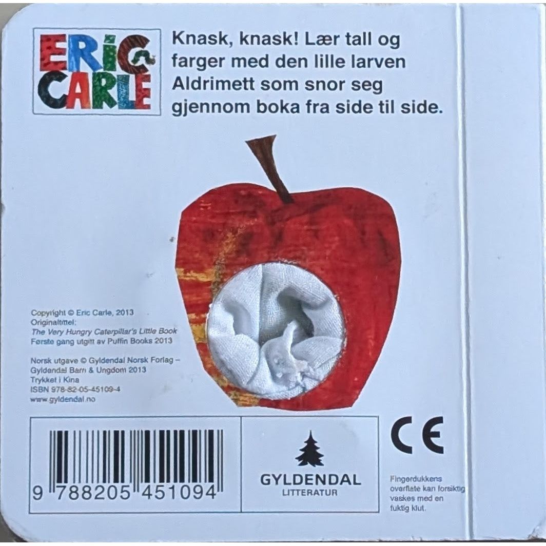 Den lille larven Aldrimetts lille bok - Fingerdukkebok, brukte bøker av Eric Carle