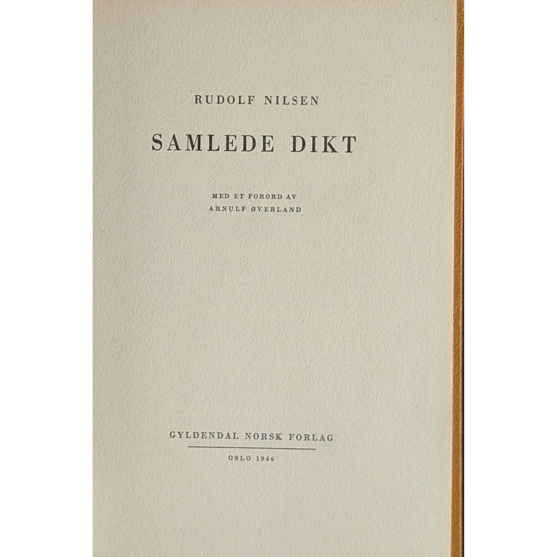 Samlede dikt. Brukte bøker av Rudolf Nilsen. Inventaret bokhandel