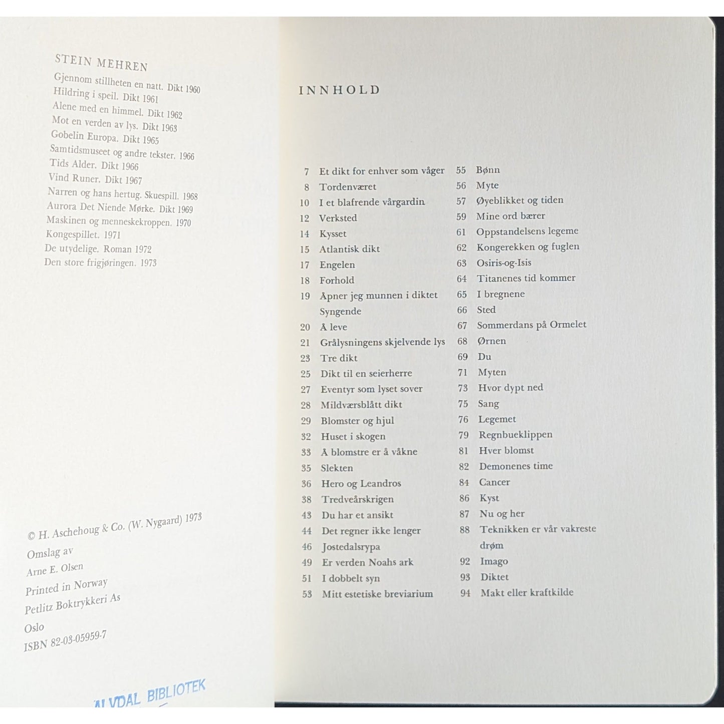 Dikt for enhver som våger, brukte bøker av Stein Mehren. Inventaret bokhandel