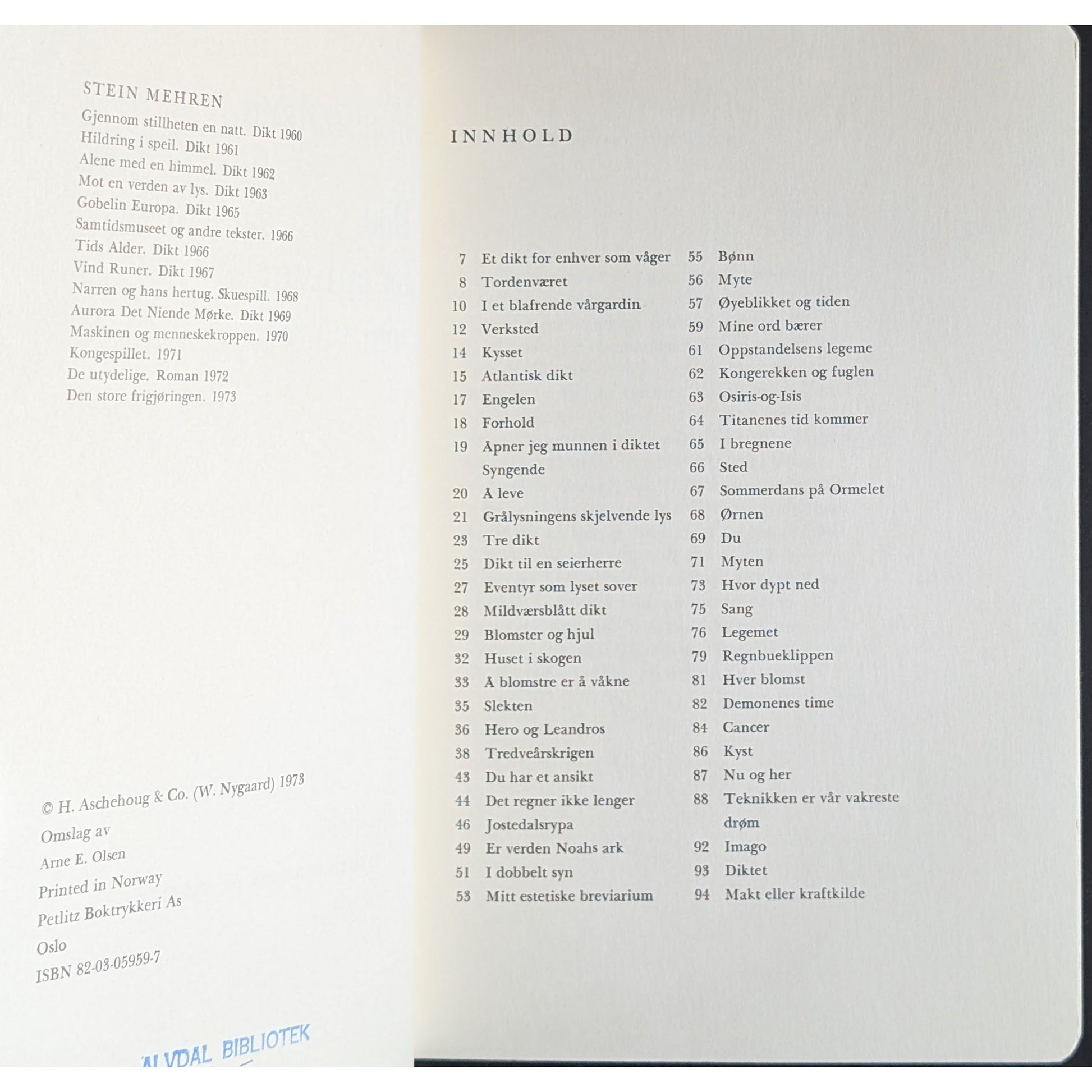 Dikt for enhver som våger, brukte bøker av Stein Mehren. Inventaret bokhandel
