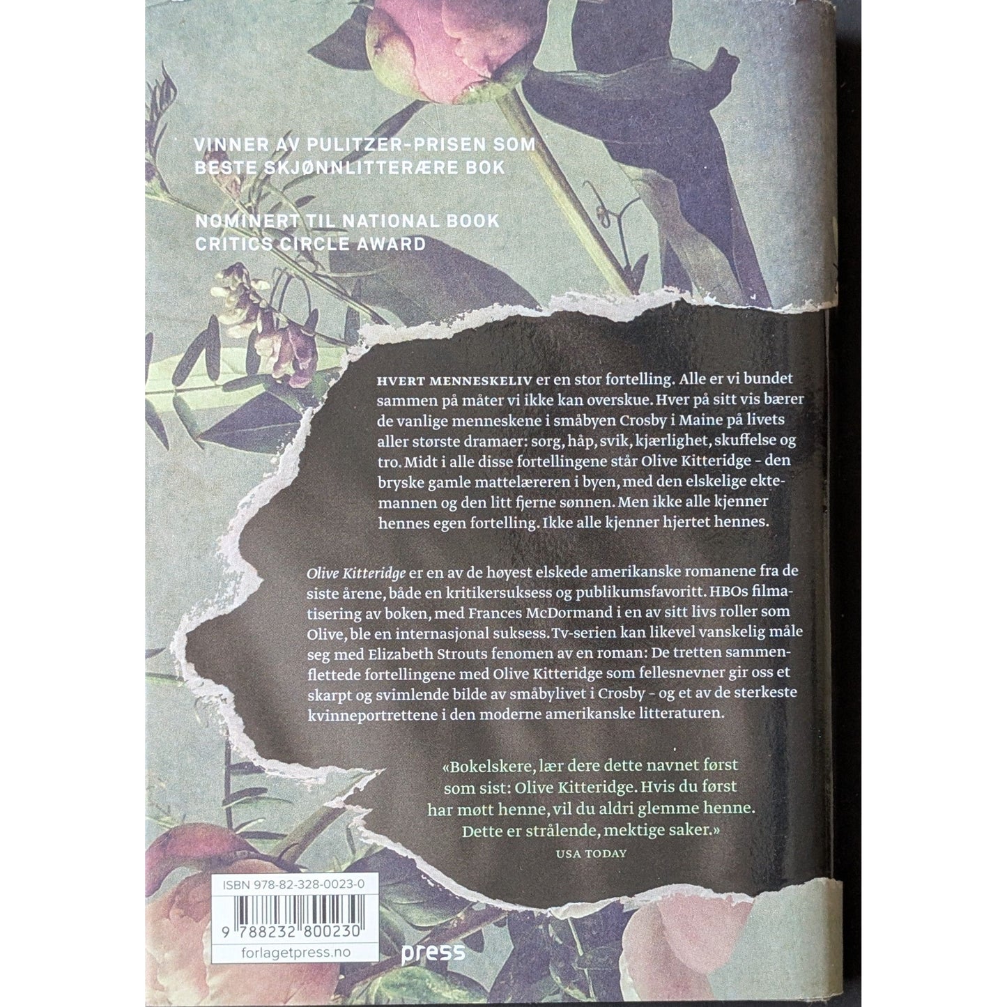 Olive Kitteridge. Brukte bøker av Elisabeth Strout. Inventaret bokhandel 