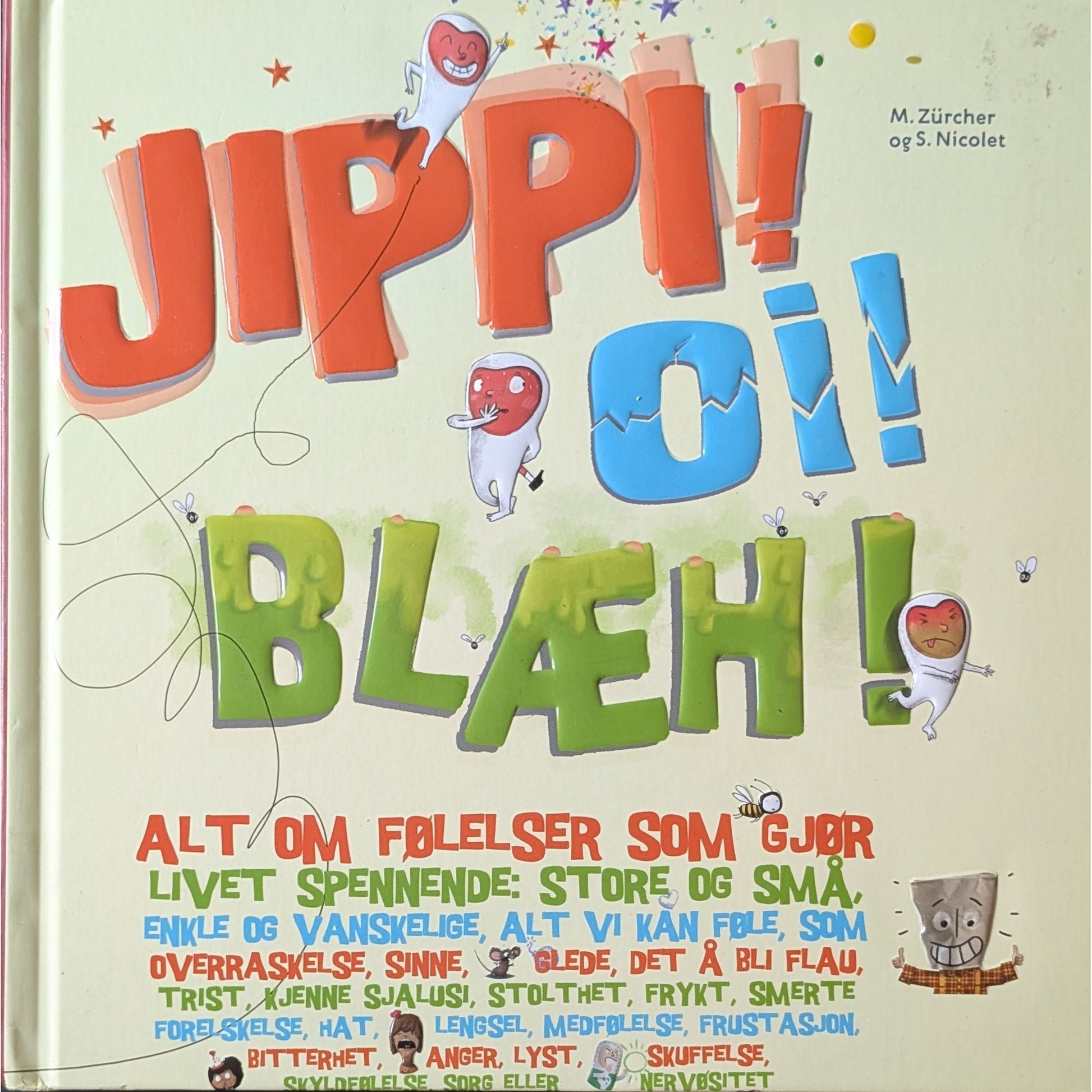 Jippi! Oi! Blæh! Brukte bøker om følelser. Popup-bok. Inventaret bokhandel