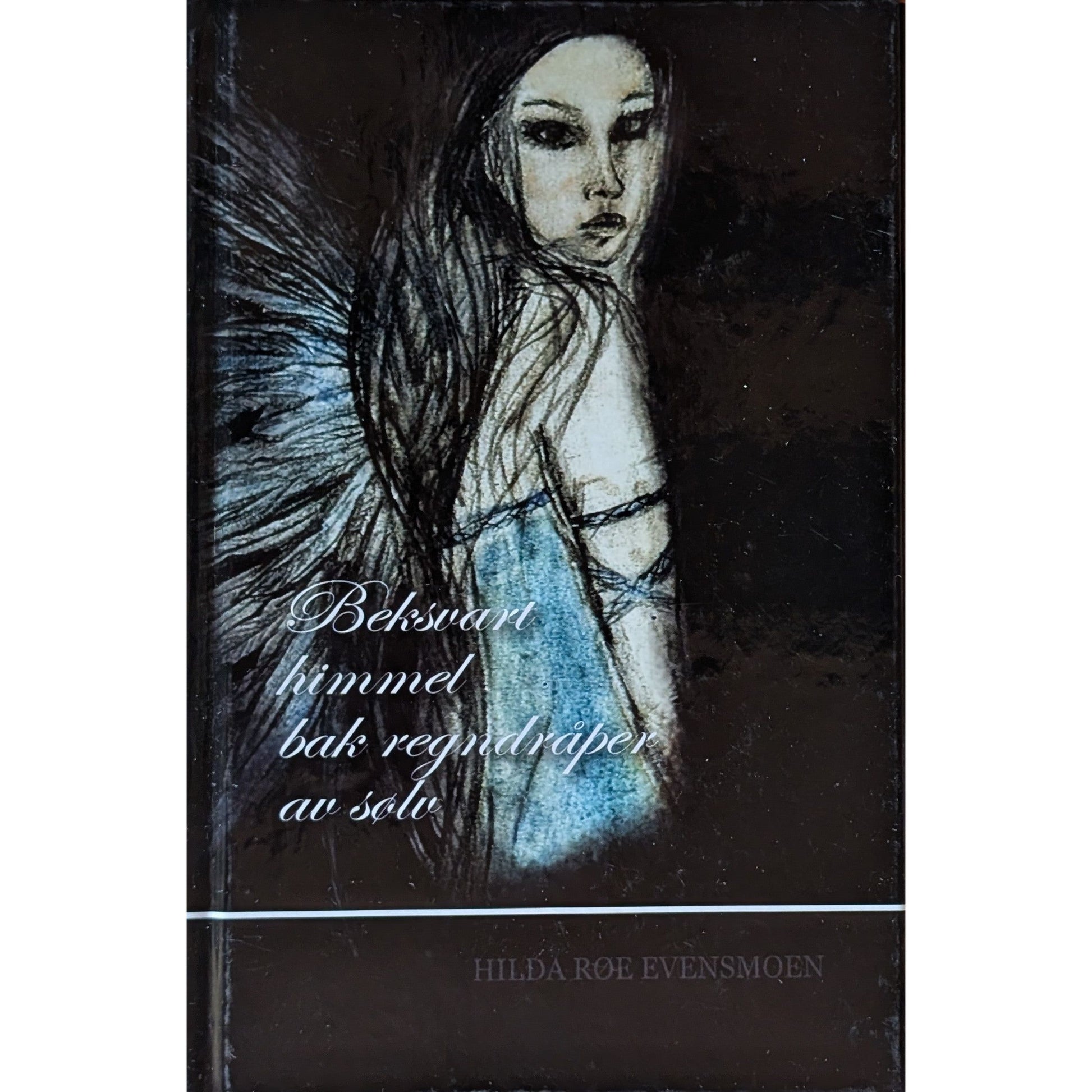 Beksvart himmel bak regndråper av sølv. Brukt bok av Hilda Røe Evensmoen
