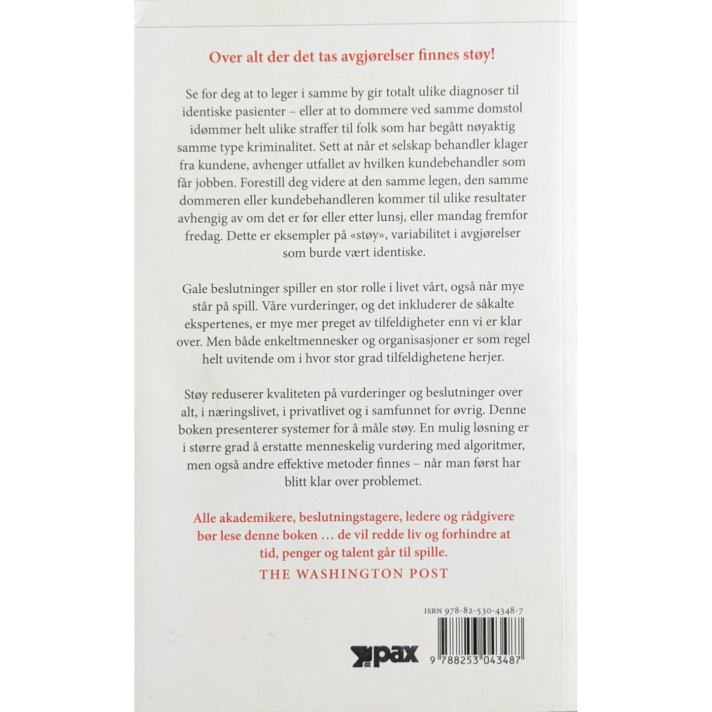 Støy. Når dømmekraften svikter. Brukte bøker av Daniel Kahneman.