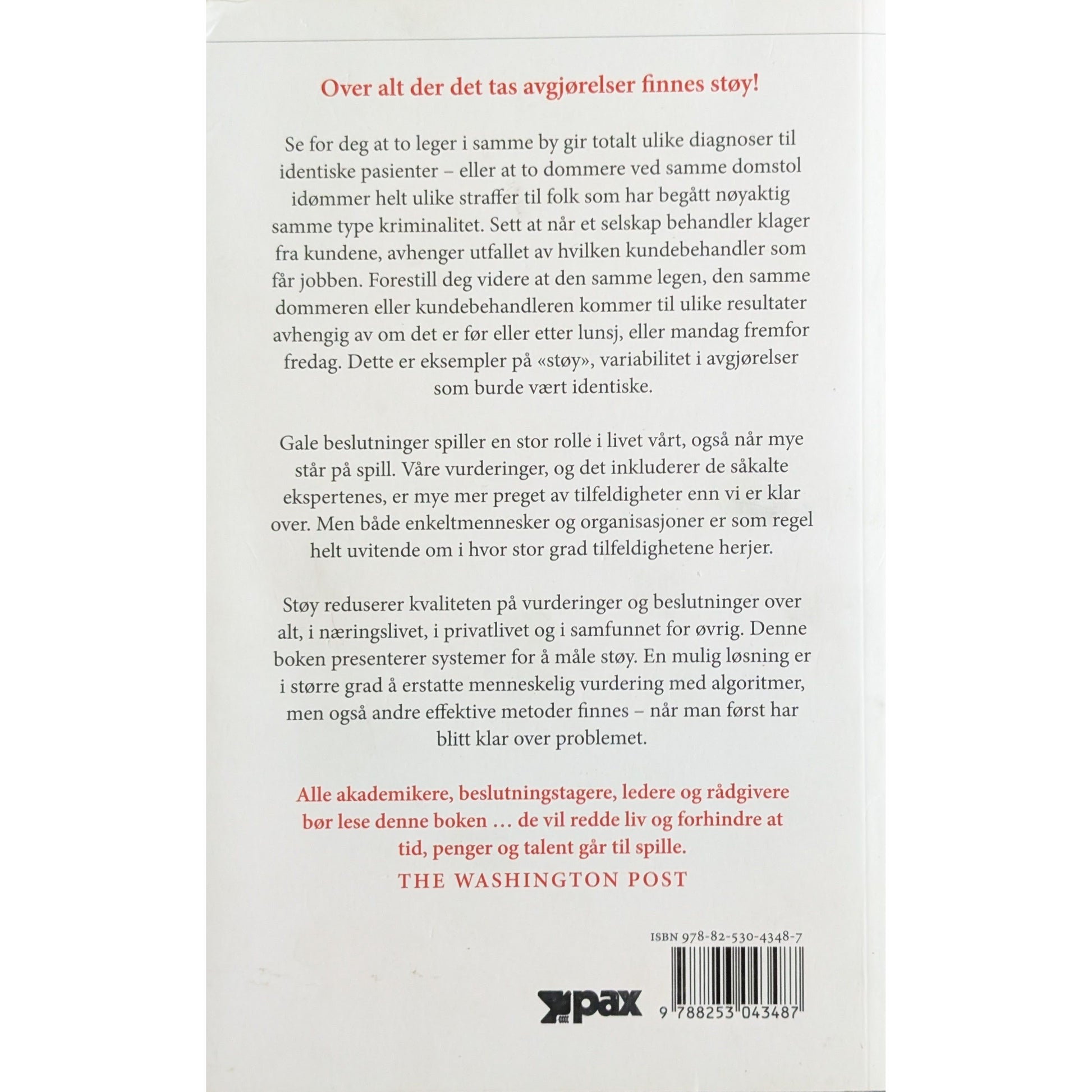 Støy. Når dømmekraften svikter. Brukte bøker av Daniel Kahneman.