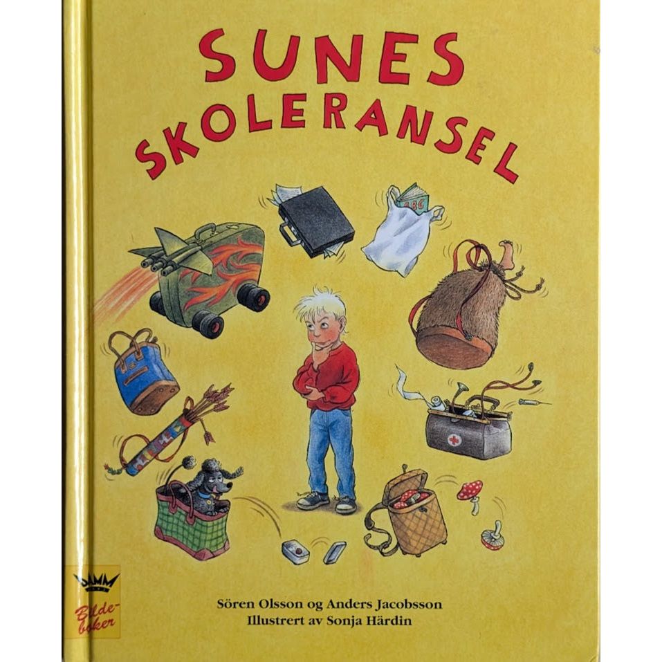 Sunes skoleransel, brukte bøker av Sören Olsson. Inventaret bruktbokhandel