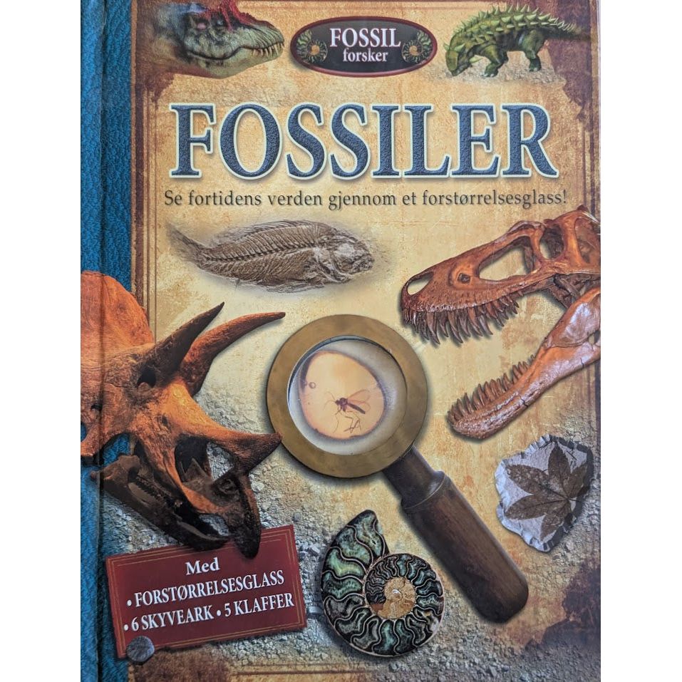 Fossilforsker. Utforsk fossiler med lupe, skyveark og klaffer. Faktabok