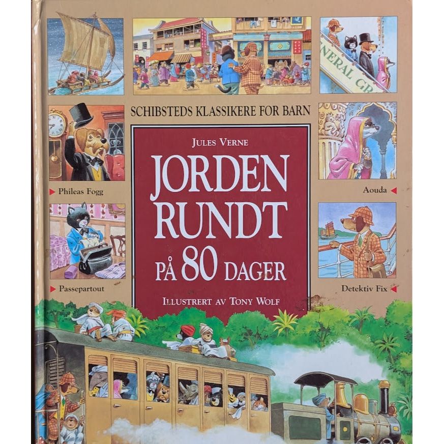 Jorden rundt på 80 dager, brukte bøker av Jules Verne. Bruktbokhandel