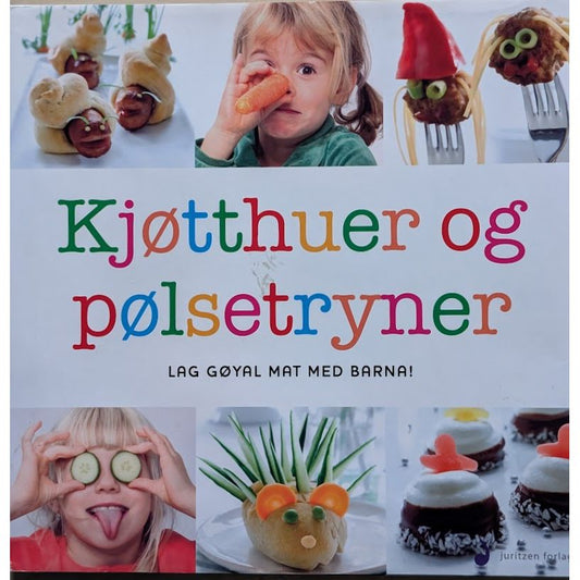 Kjøtthuer og pølsetryner.  Brukt kokebok av Betty-Eiléen Lindøe. 