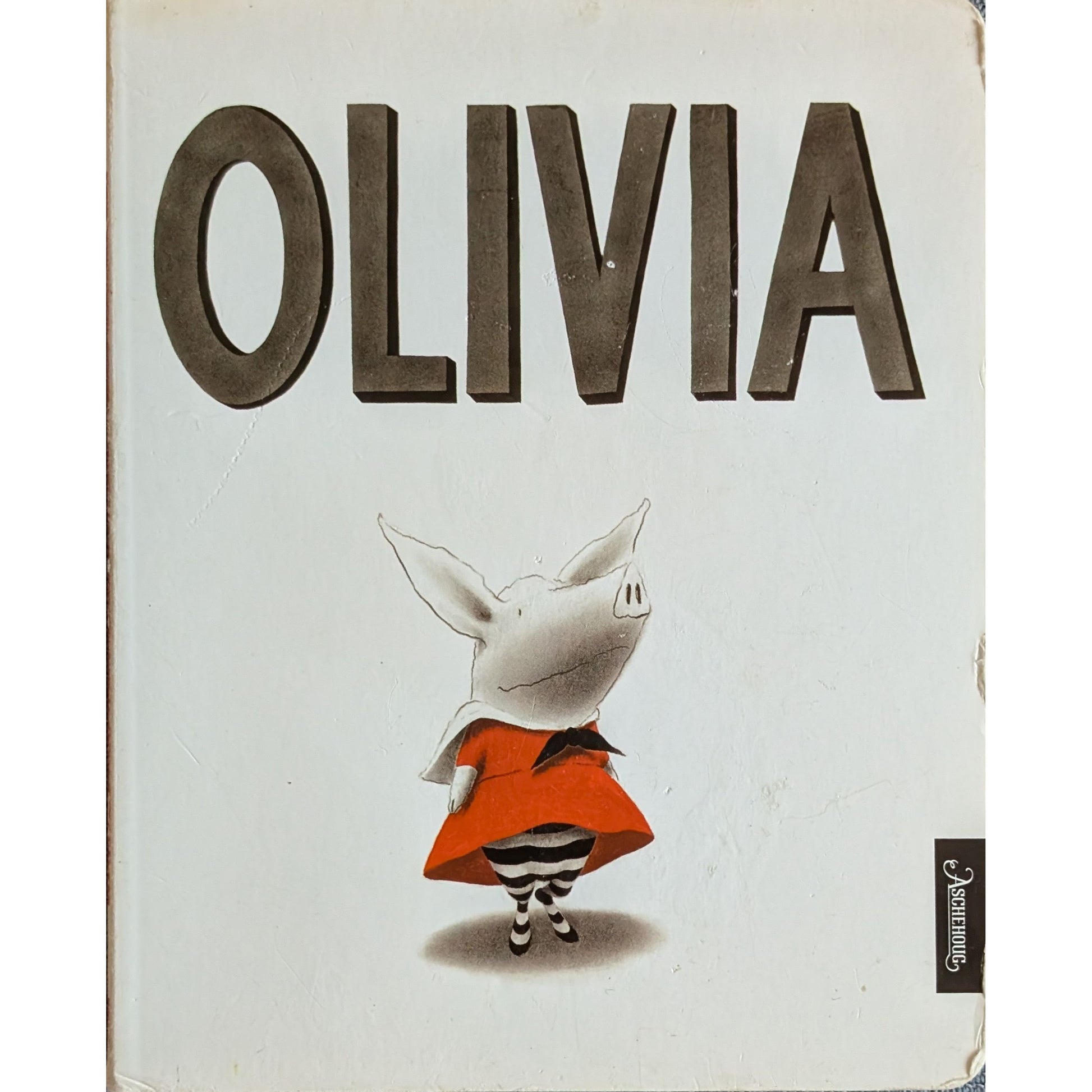 Olivia. Brukte bøker av Ian Falconer. Kartonert pekebok hos Inventaret