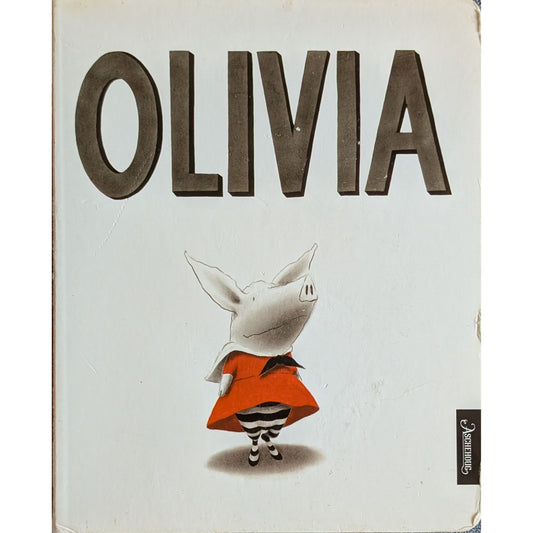 Olivia. Brukte bøker av Ian Falconer. Kartonert pekebok hos Inventaret