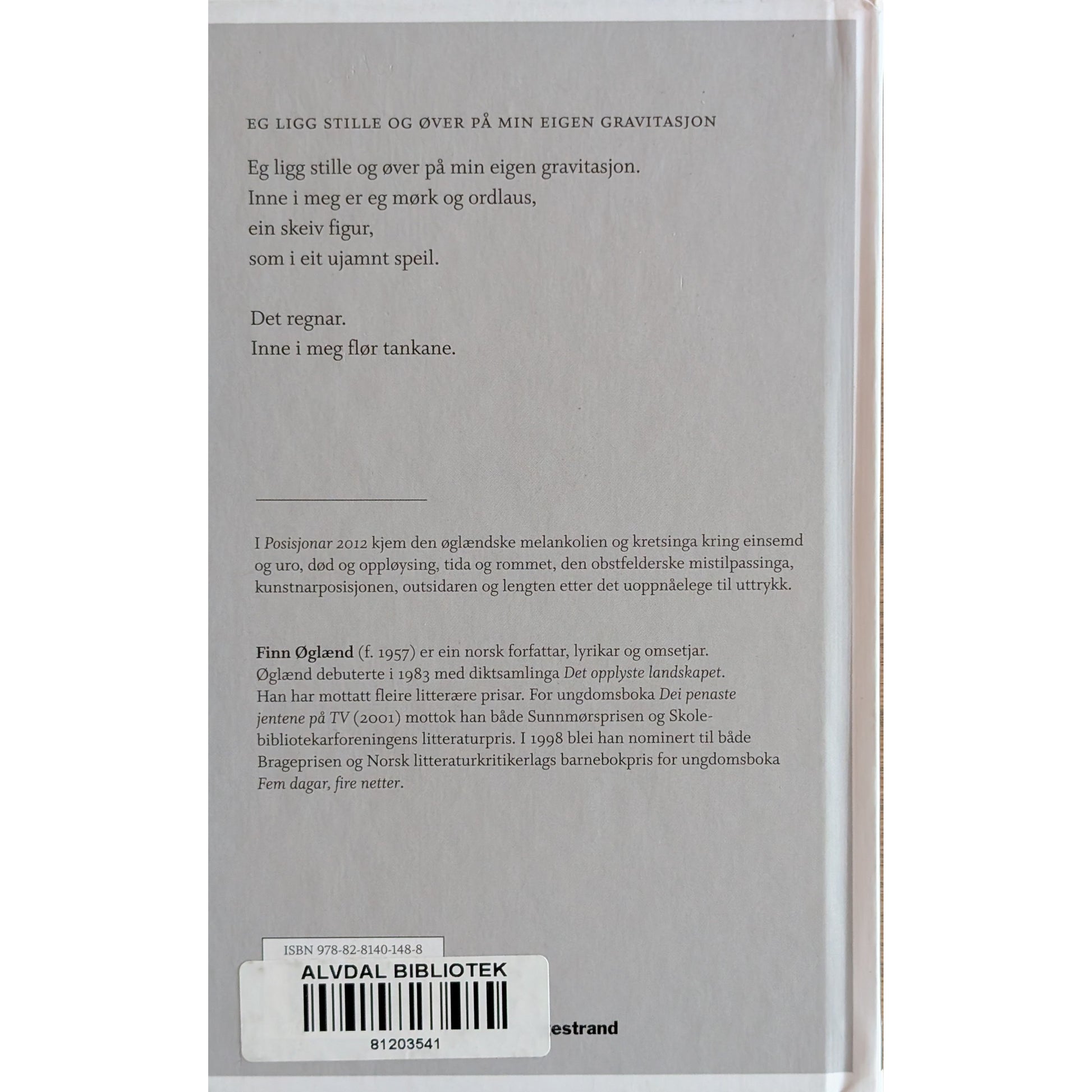 Posisjonar 2012. Brukte bøker av Finn Øglænd. Dikt. Inventaret bokhandel