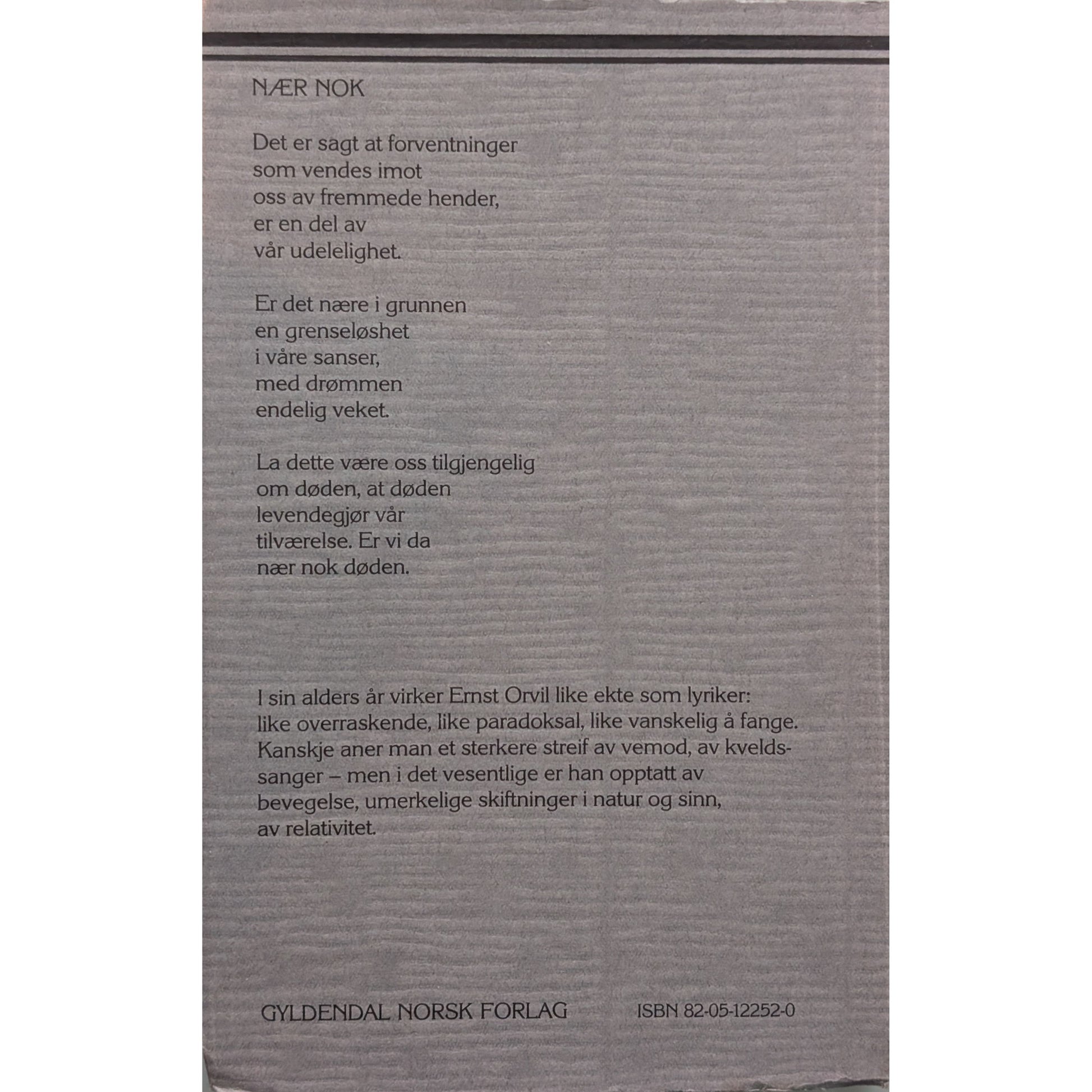 Nær nok. Dikt. Brukte bøker av Ernst Orvil. Inventaret bruktbokhandel