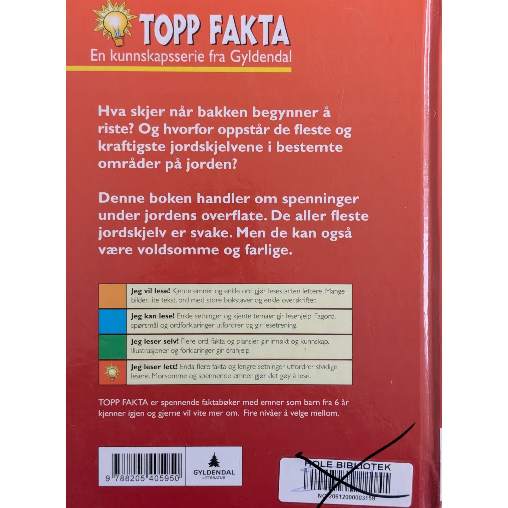Jordskjelv, brukte bøker i serien Topp Fakta fra Gyldendal hos Inventaret