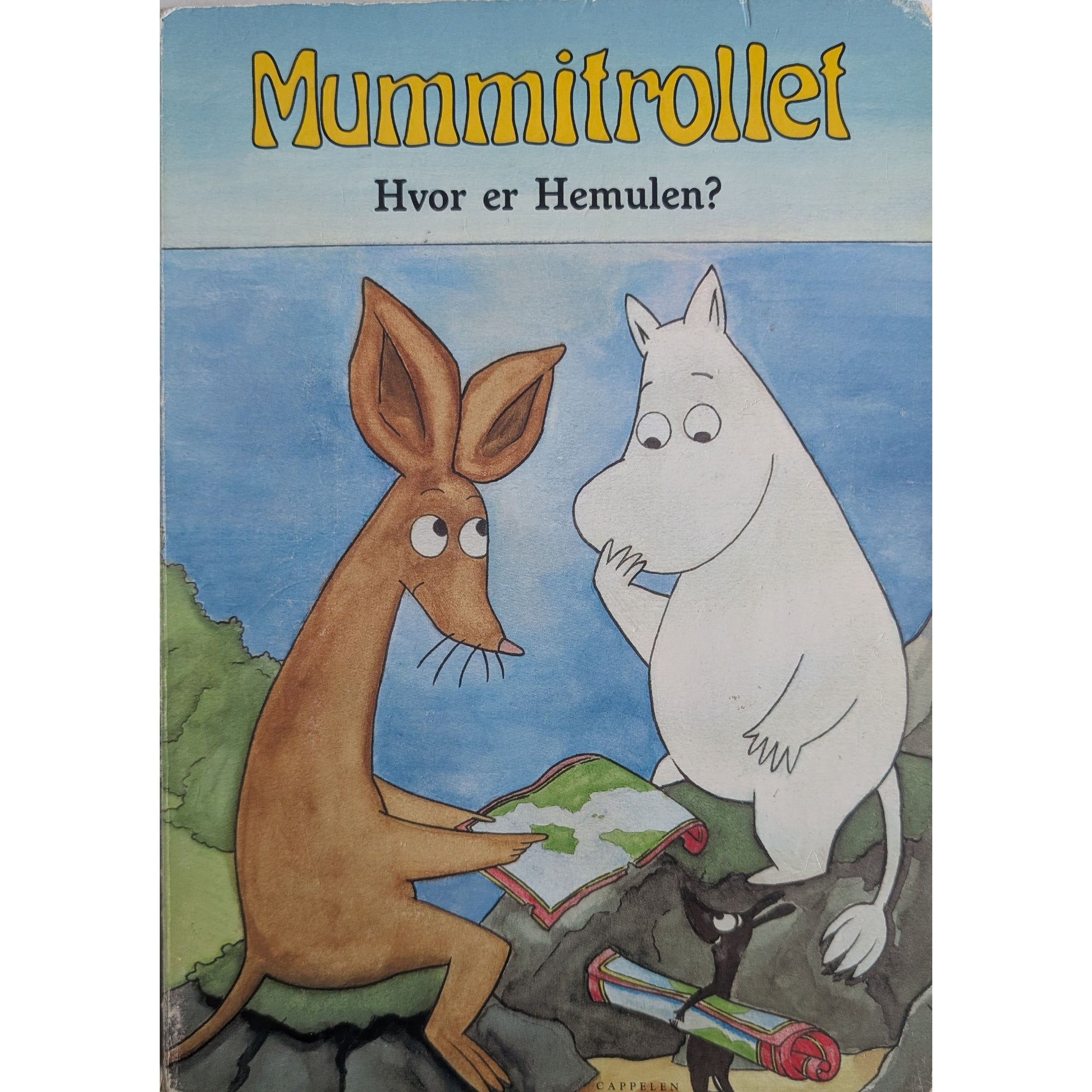 Mummitrollet. Hvor er Hemulen. Kartonert klaffebok.  Brukte bøker
